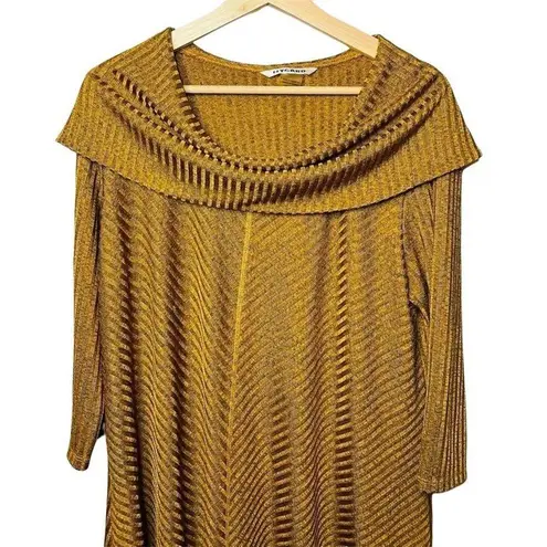 Womens Gold Relaxed Fit Sweater Cowl Neck Top Handkerchief Hem Size PL U