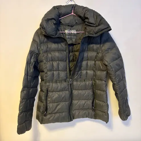 Michael Kors  Packable Down Fill Puffer Jacket Coat Dark Grey Black Womens Large