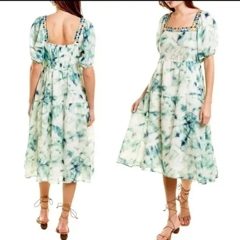 Johnny Was NWT Jade Marble Puff Sleeve Midi Dress