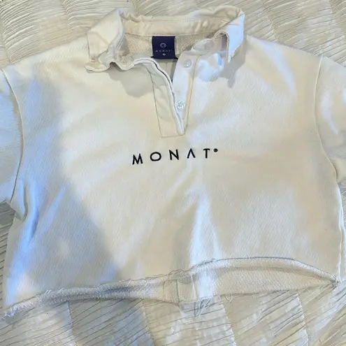 MOVING SALE Monat White Collared Crop Tee Size M