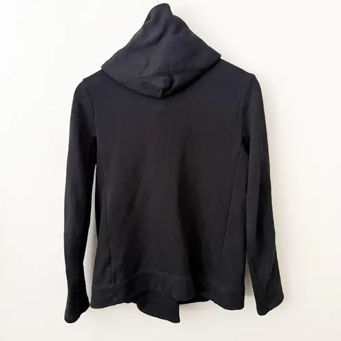 James Perse | Black Asymmetrical Zip Hooded Sweatshirt Jacket Hoodie | Size 2