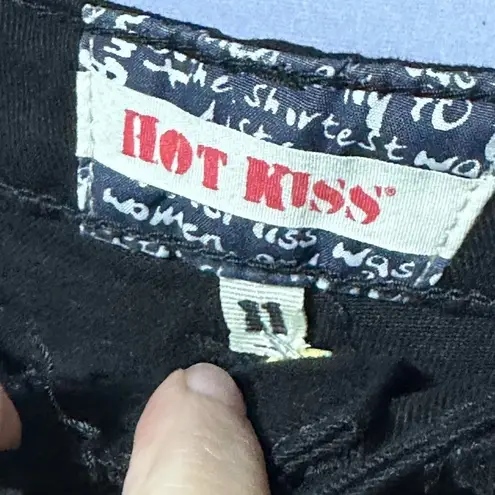 Hot Kiss Black Distressed Denim Short W/Skull Grommets Around Pocket Junior Sz 11