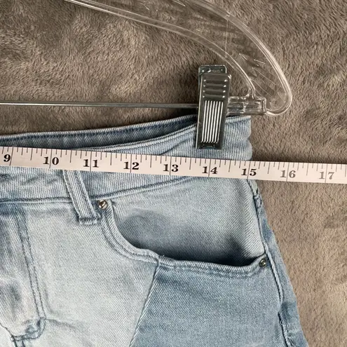 SO Goods For Life Patchwork Denim Shorts Juniors' 11/30W Shortie Blue Y2K Frayed Size undefined