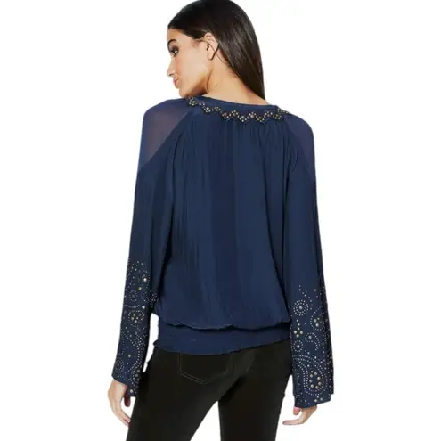 Ramy Brook  Tilly Studded Blouse Top Black M