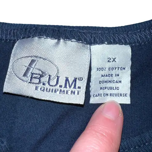 Bum Equipment Vintage Womens TShirt Top Graphic Print VNeck Short Sleeve Blue 2X