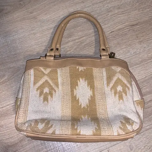Beige & off white multiple compartment palomino tapestry serape satchel bag