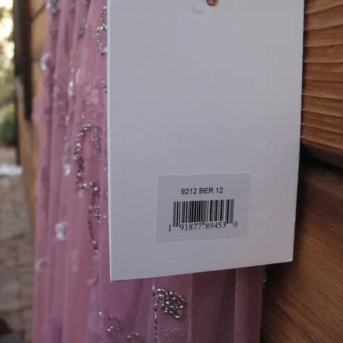 Mac Duggal 9212 Embellished High Neck Cap Sleeve A Line Dress Pink 12