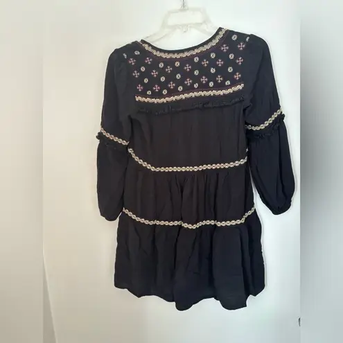 American Eagle  black embroidered long sleeve dress size XS