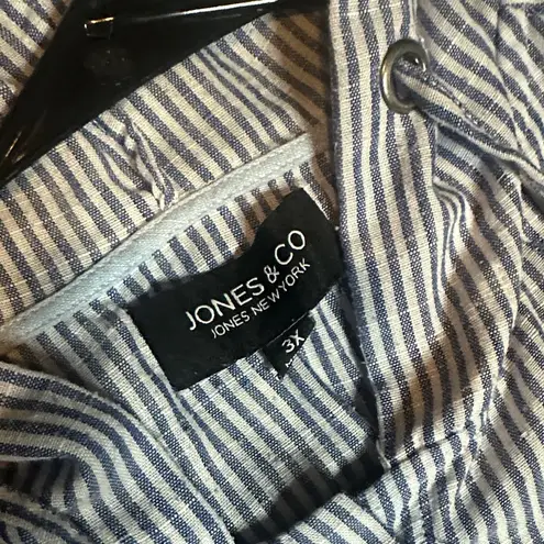 Jones & Co Women's Blue Striped Utility Jacket Size 3X