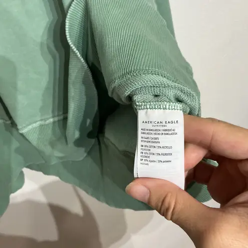 American Eagle Green Cropped Oversized Sweatshirt Sz M Size M