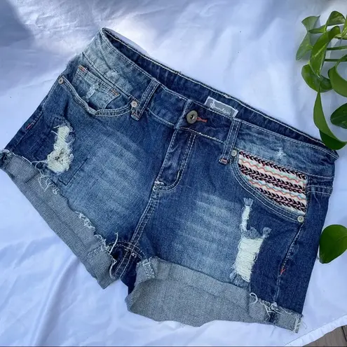Soundgirl Distressed Aztec Boho Shorts