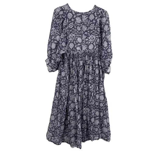 Daughters Of India Kyra Midi Dress Blue Iris S Floral Cottage Beach Resort Relax