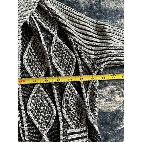 Karen Kane Cardigan Sweater Open Front Black/Gray Large Collar Pockets Sz.Small