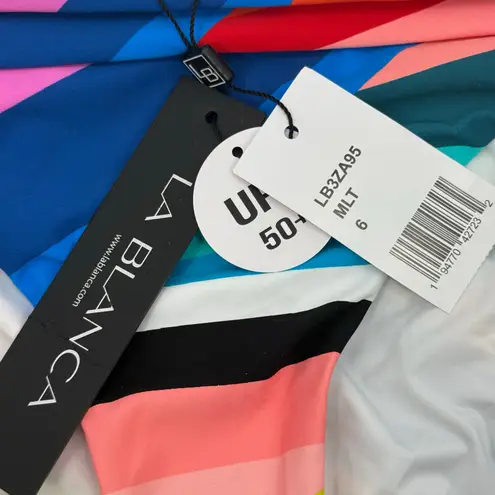 La Blanca Bikini Bottoms Size 6 NWT Sunscape Hipster Shirred Swim UPF50 Colorful