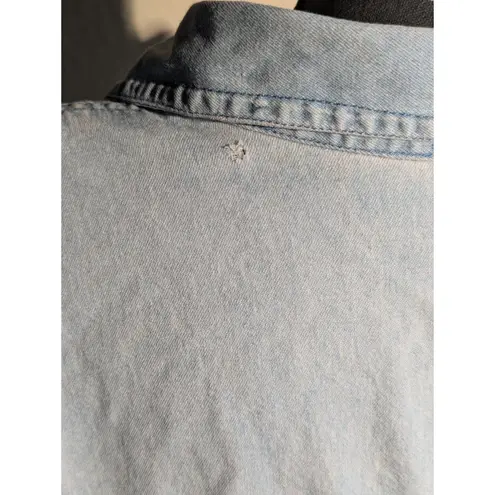 Passion 3X Embroidered Cat Denim Shirt Blue