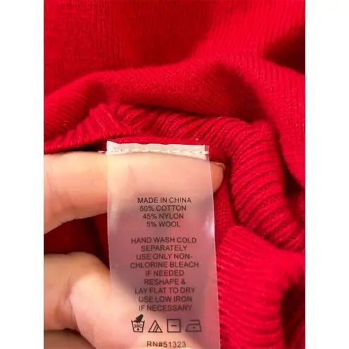 Riley & Rae Sweater Women's Size S Red Mockneck Knit Plaid Bow Christmas NEW