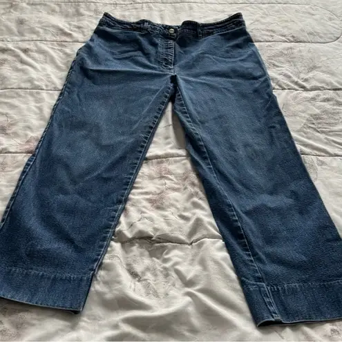 Lauren Ralph Lauren blue wide leg mid rise jeans, size 14 medium wash preppy