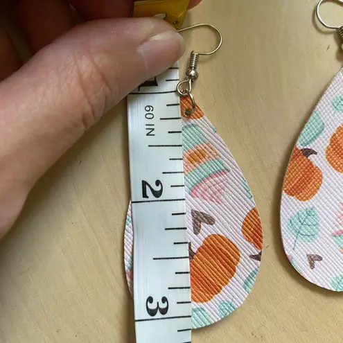 Handmade Pink Pumpkin Spice Latte Fall Inspired Dangly Teardrop Earrings
