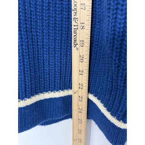 J.Crew Fair Isle Floral Sweater Blue Cream Wool Blend Size M Cottage Cabin Ski Size M