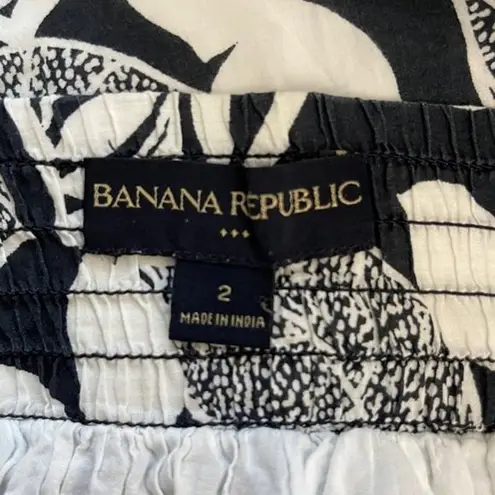 Banana Republic Skirt Women 2 Navy Blue White Floral A