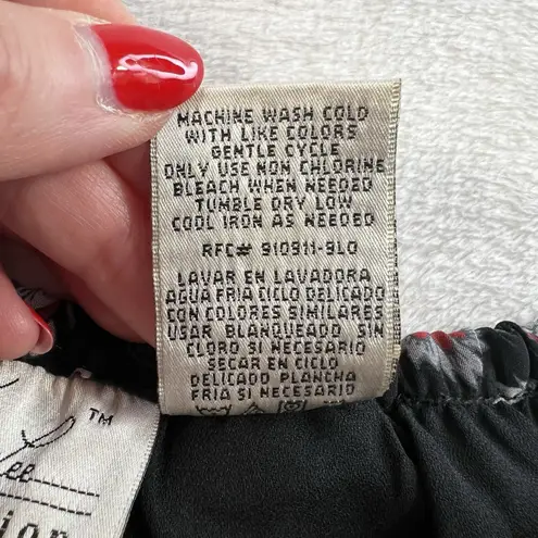 Vintage 90s Sz 8 Midi Skirt Asymmetric Sheer Cottagecore Floral Ruffle Fairycore Black