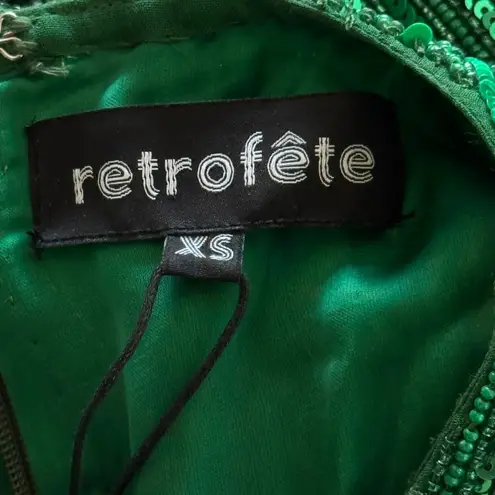 Retrofete Ember Sequin Mini Dress Emerald Green Size XS NWT
