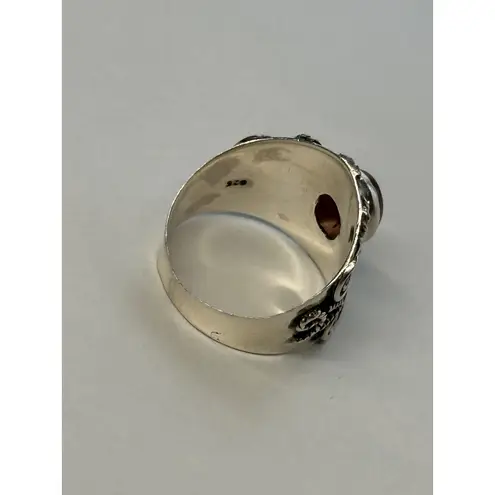Carnelian Thick Band Sterling Silver Ring Size 9