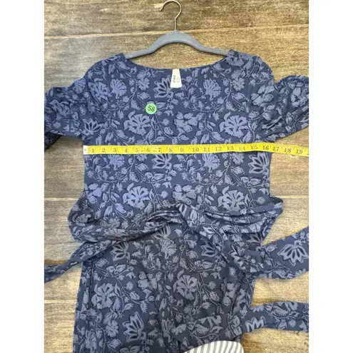 Pact Women Fit & Flare Tie Wrap Dress Batik Vine French Navy Floral Size Medium