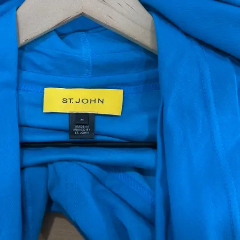 St. John Yellow Label Casual Jersey Knit Jacket in Turquoise Blue size Medium