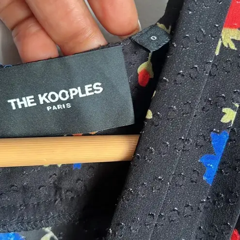 The Kooples Paris Black Daydream Flowers Silk Mini Dress Size 0