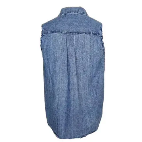 Hard Rock Cafe Vintage Y2K 90s Sleeveless Denim Shirt Sz XL Button Front