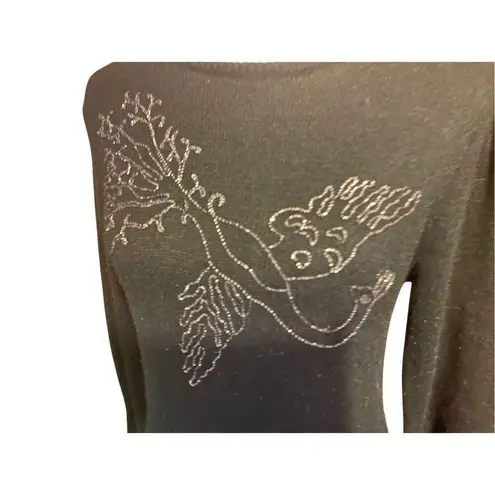 Jonathon Logan Vintage 1960’s/70’s Black Silver Metallic Embroidered Peacock Des Black Size M