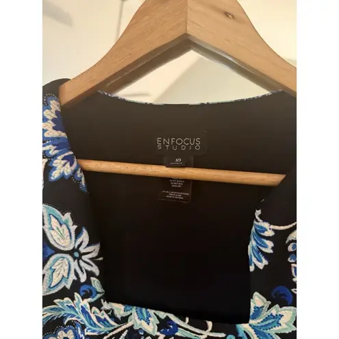 Enfocus Studio En Focus Studios dress women 10 Navy textured floral Fit And flare