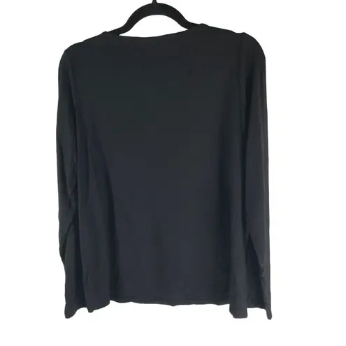 Cyrus Womens Black Long Sleeve Top With Eyelet Cutout Detail Size L