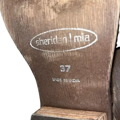 Sheridan Mia Brown Leather Floral Applique Side Zip Booties Boots Size 6