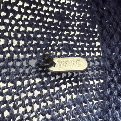 SKIF Handknit collar Sweater Open Knit Bell Sleeves Lagenlook Pullover One Size Blue Size undefined