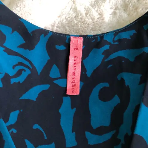 Eight Sixty Eight Sixty Floral Blouse | Abstract V-Neck Asymmetrical Hem | Size Medium