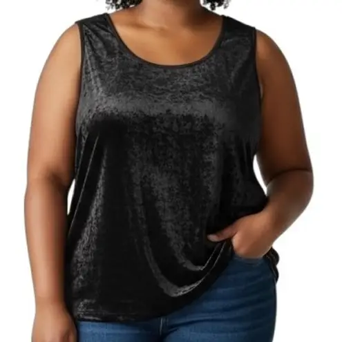 Citron Santa Monica Women's Black Velvet Sleeveless Top Party Career Casual 2X Size XXL