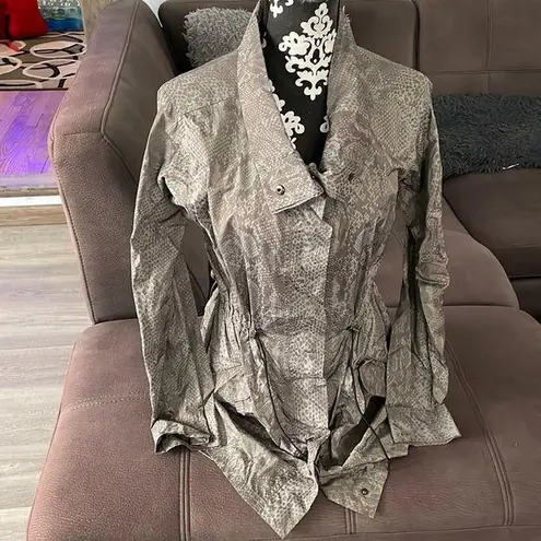 Simply Vera VERA WANG Gray Animal Print Light Trench Coat Size XS