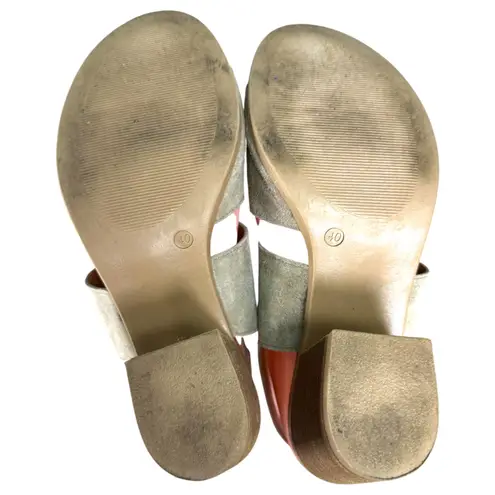 L'Artigiano Lucchese Italy Tan Suede Leather Chunky Heel Sandals EU 40 US 9.5