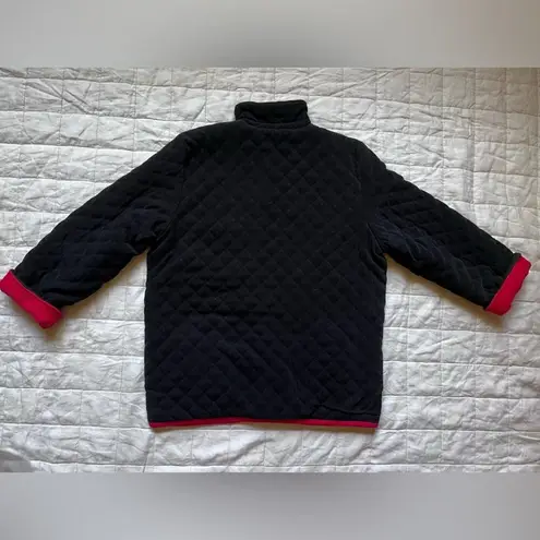 Denim & Co Vintage Quilted Red Corduroy & Black Reversible Chore Coat - XL