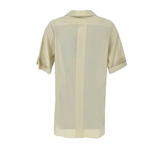 Lysse Womens Parachute Button-Up Short Microfiber Sleeve Shirt Bone XS NWT