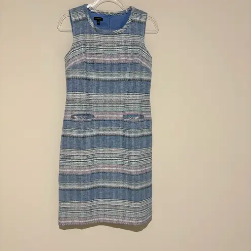 Talbots  stripe tweed sleeveless shift dress blue pink size‎ 2