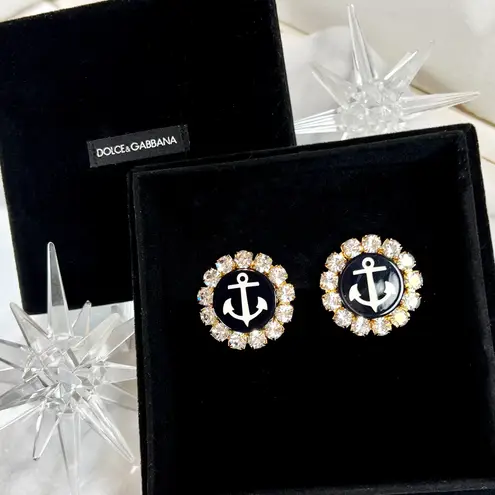 Dolce & Gabbana Couture Rare Crystal Anchor Clip-On Earrings