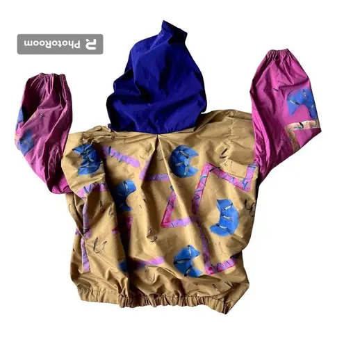 VTG Ann Original Seattle Hooded Rain Jacket Sz XXXL? Hand Painted Art to…