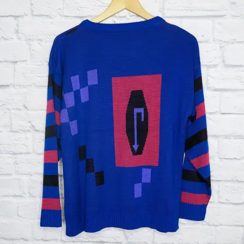 Vintage 80’s Blue and Pink Geometric Sweater