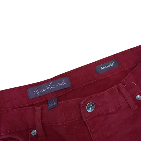 Gloria Vanderbilt Amanda Women’s Red Cropped Cotton Twill Pants Size 14 in EUC