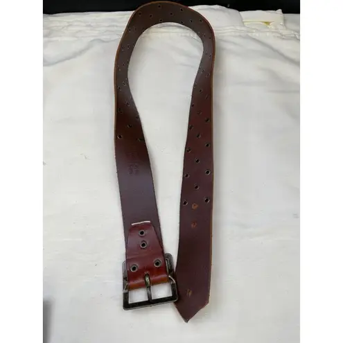 Vintage Womens Brown Leather Belt with Copper Studs Size S SKU 6509