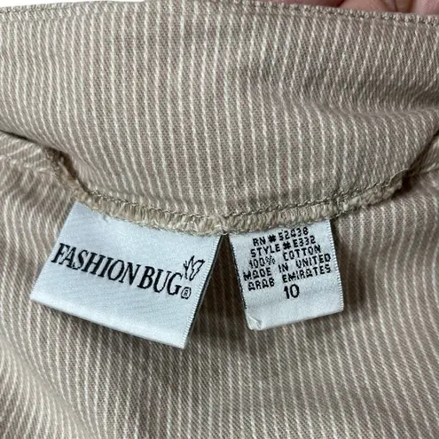 Fashion Bug Vintage Skort Size 10 Striped Mini Wrap Beige White Tie Detail