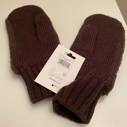 Calvin Klein NWT  Faux Fur Mittens